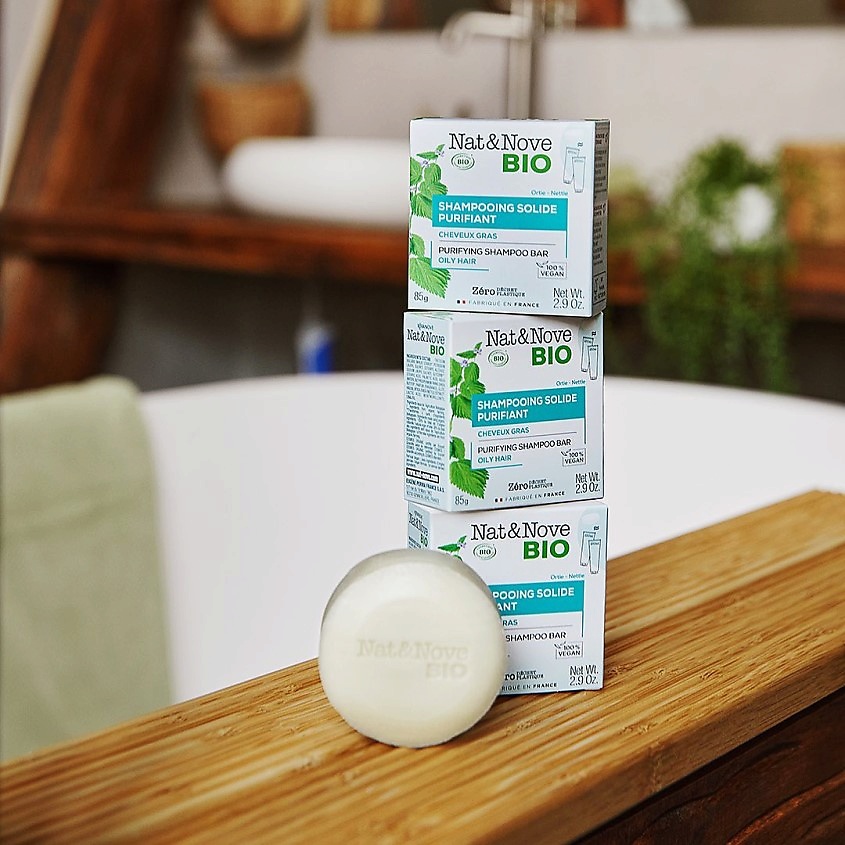 KERANOVE Твердый очищающий шампунь для жирных волос Nat & Nove Bio Shampoo Bar – фото 3