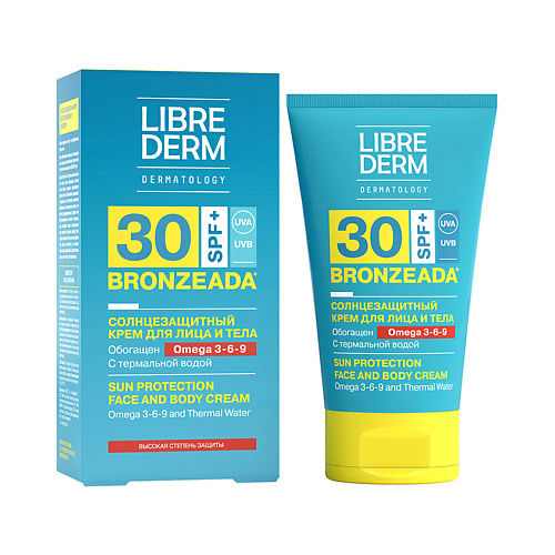 LIBREDERM Солнцезащитный крем SPF30 с Омега 3 - 6 - 9 и термальной водой Bronzeada Sun Protection Face and Body Cream 150