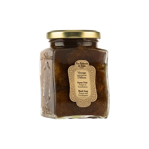 LA SULTANE DE SABA Черное мыло для лица и тела c арганом и эвкалиптом Voyage Delices Black Soap 300