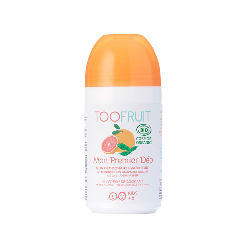 TOOFRUIT Дезодорант роликовый детский для чувствительной кожи без спирта "Грейпфрут-Мята" 50
