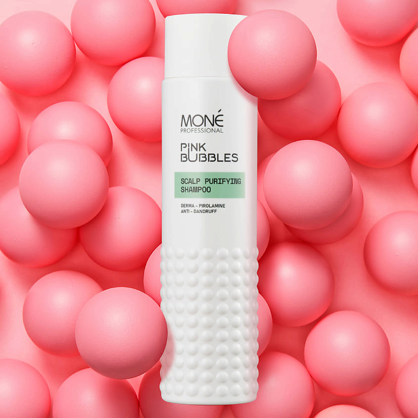 MONE PROFESSIONAL Очищающий шампунь для чувствительной кожи головы, против перхоти Pink Bubbles – фото 4
