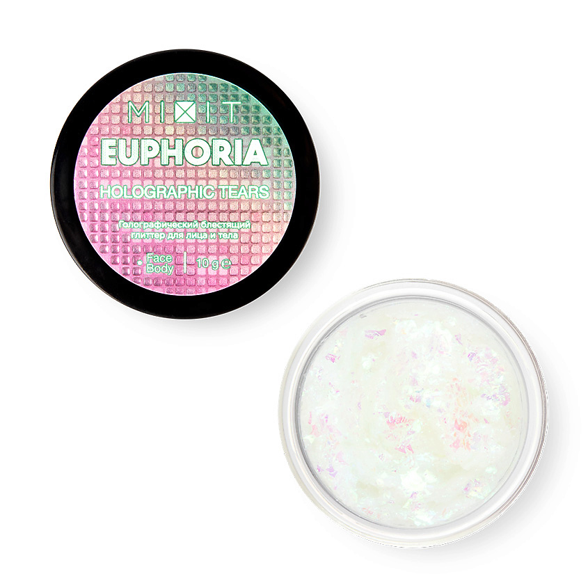 MIXIT Глиттер для лица и тела голографический блестящий Euphoria GLITTER FOR FACE AND BODY HOLOGRAPHIC BRILLIANT – фото 3