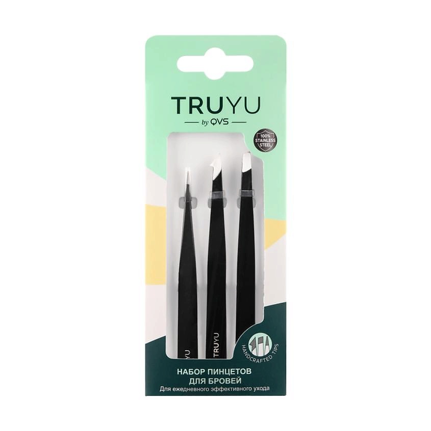TRUYU Набор из трех пинцетов: точечный, комби и скошенный – фото 3