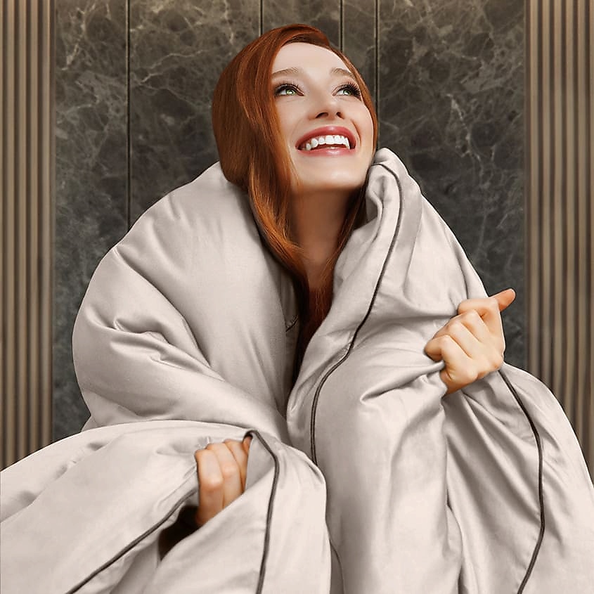 SOFT SILVER Антибактериальный пододеяльник Duvet Cover, 148х215 см. Цвет: «Песчаный берег» (бежевый) – фото 3