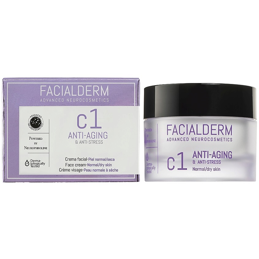 FACIALDERM Крем для лица антивозрастной для нормальной и сухой кожи C1 Anti-Aging & Anti-Stress Face Cream – фото 2