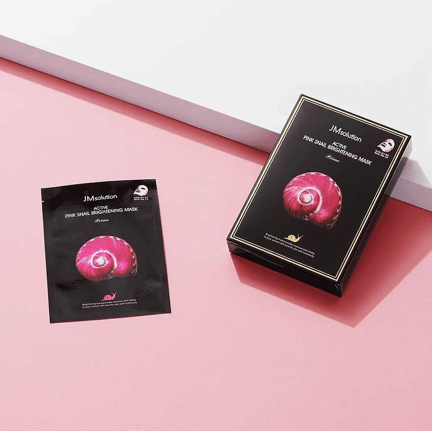 JM SOLUTION Маска для лица для сияния с муцином розовой улитки Prime Active Pink Snail Brightening Mask – фото 2