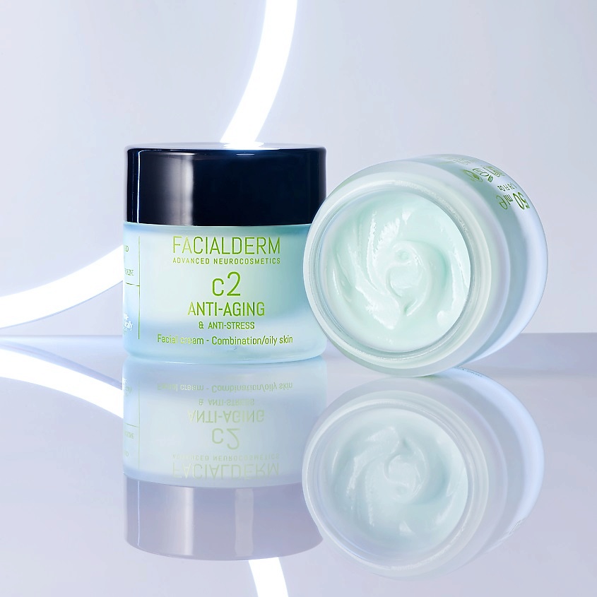 FACIALDERM Крем для лица антивозрастной для комбинированной и жирной кожи C2 Anti-Aging & Anti-Stress Face Cream – фото 3