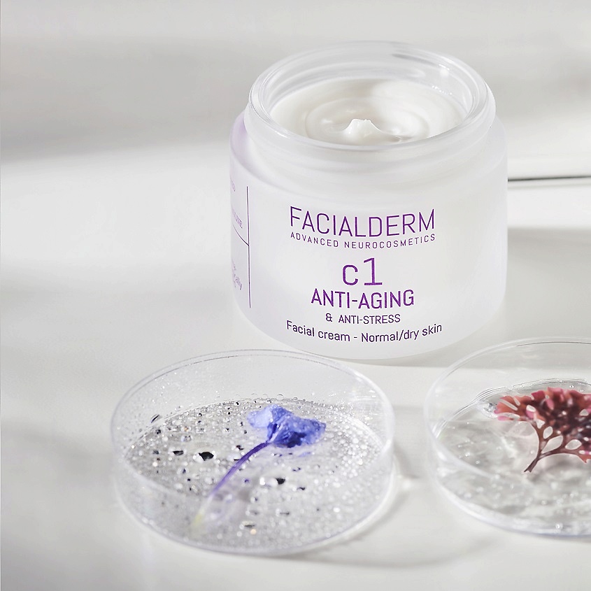 FACIALDERM Крем для лица антивозрастной для нормальной и сухой кожи C1 Anti-Aging & Anti-Stress Face Cream – фото 3