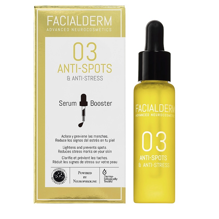 FACIALDERM Сыворотка-бустер для лица против пигментных пятен, антистресс 03 Anti-Spots & Anti-Stress Serum Booster – фото 2