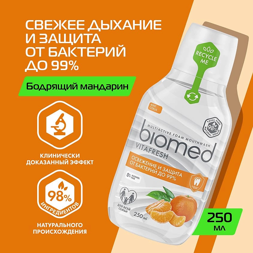 BIOMED Комплексный натуральный ополаскиватель для полости рта "Цитрус Фреш" – фото 9