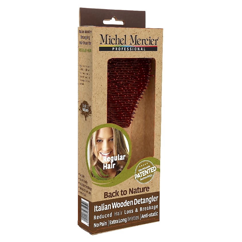 MICHEL MERCIER Расческа для нормальных волос деревянная Wooden Brush For Regular Hair – фото 2