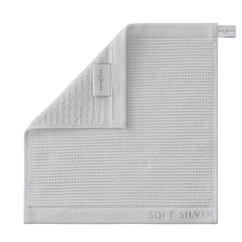 SOFT SILVER Антибактериальная махровая салфетка для массажа и пилинга, 30х30 см. Цвет: «Благородное серебро» (серый) – фото 3