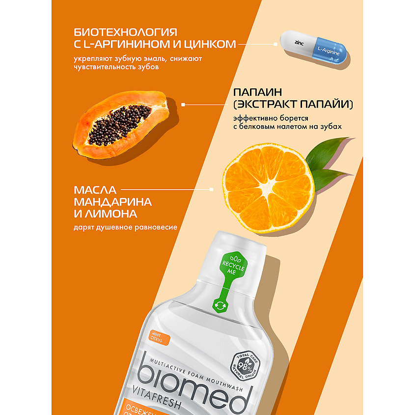 BIOMED Комплексный пенный ополаскиватель для полости рта Vitafresh – фото 8