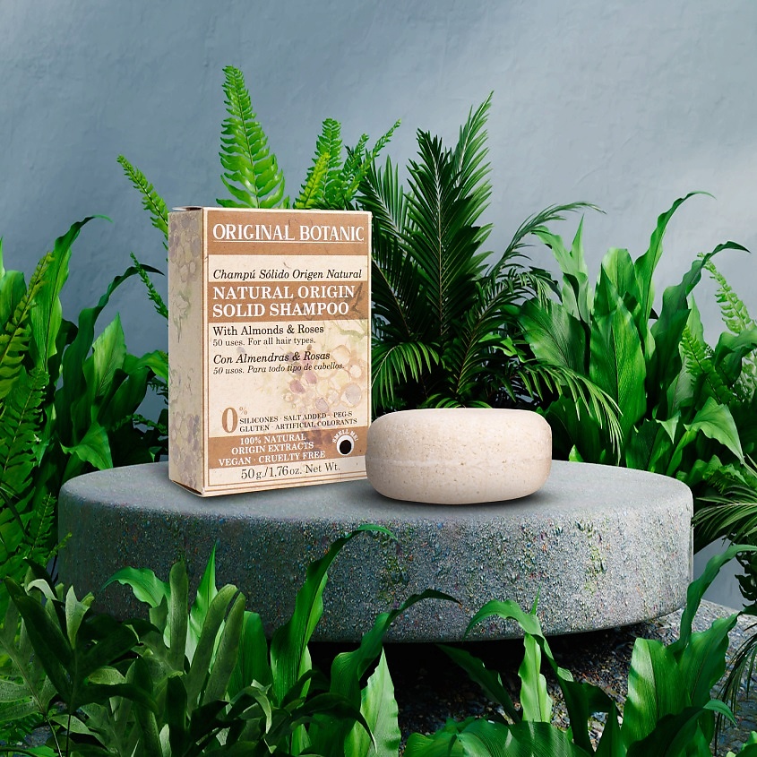 ORIGINAL BOTANIC Шампунь для волос твердый натуральный Миндаль и Роза Natural Origin Solid Shampoo With Almonds & Roses – фото 3