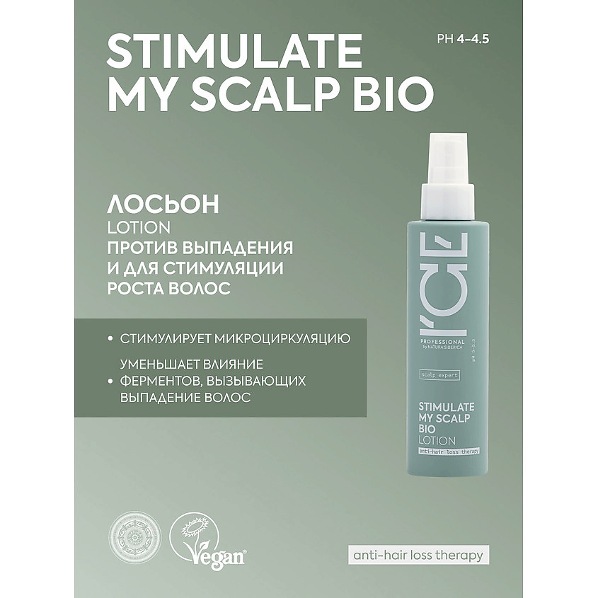 ICE BY NATURA SIBERICA Лосьон против выпадения и для стимуляции роста волос Stimulate My Scalp Bio Lotion – фото 3