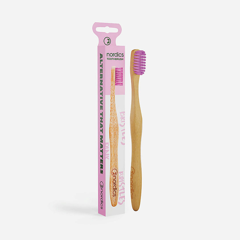 NORDICS Зубная щетка бамбуковая Pink Bristles – фото 2