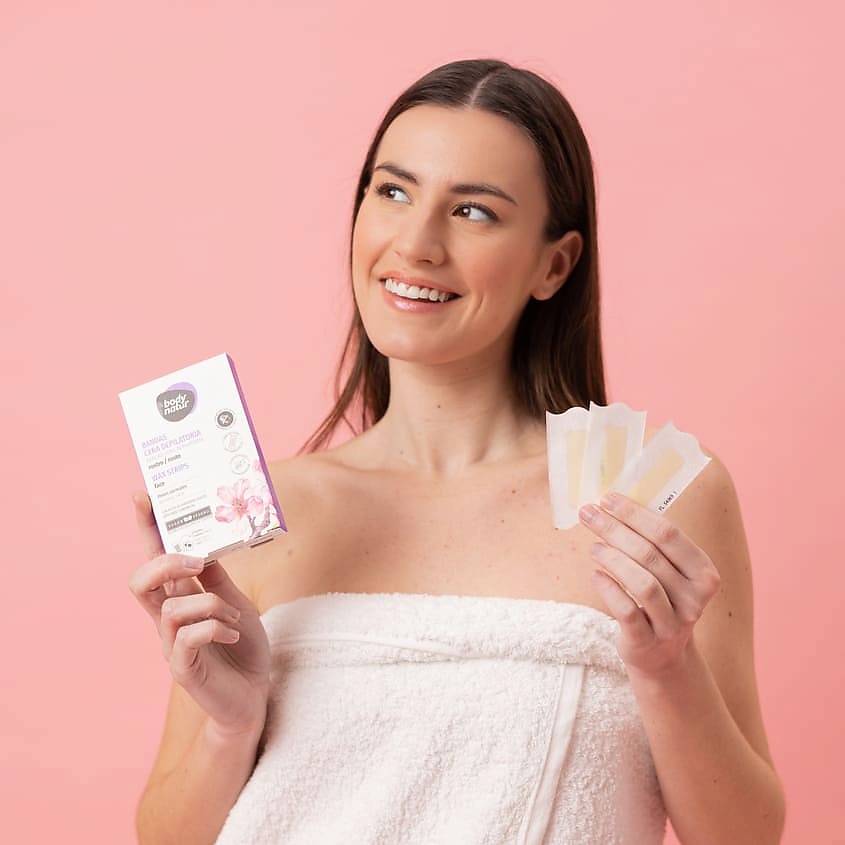 BODY NATUR Восковые полоски для депиляции для лица с миндальным маслом Wax Strips Hair Removal Face – фото 4