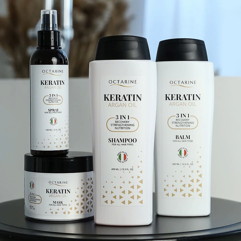 OCTARINE Маска для волос восстанавливающая 3в1 с Кератином и Аргановым маслом Keratin Argan Oil – фото 6