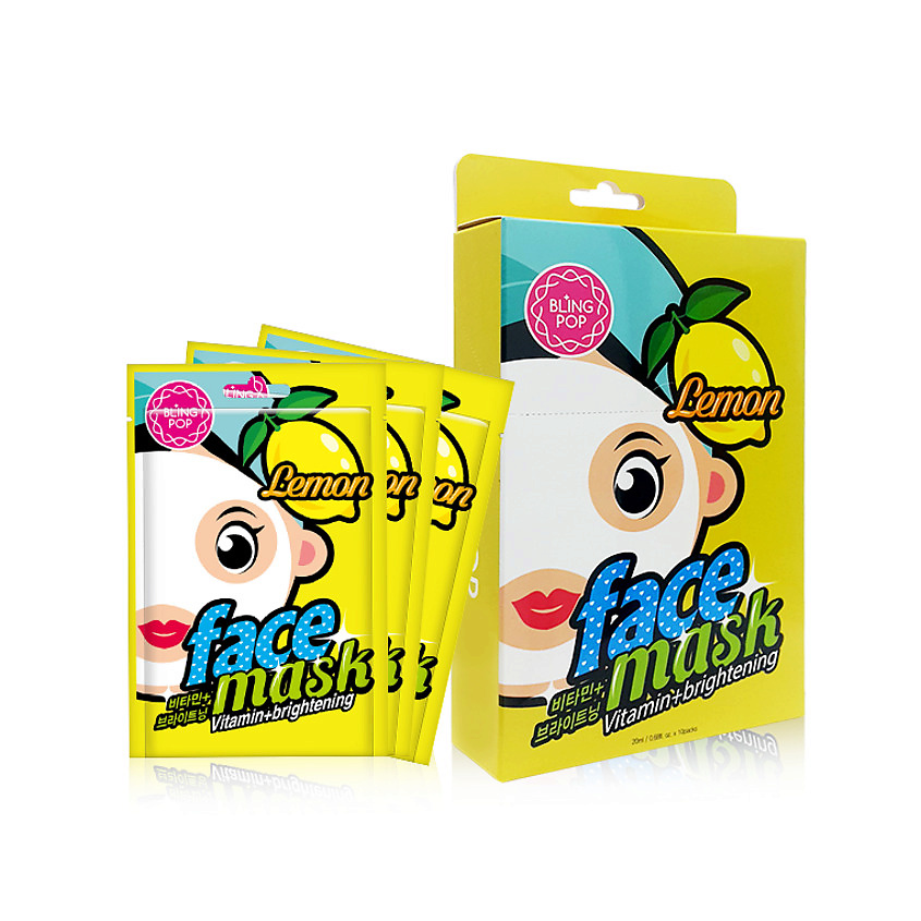 BLING POP Маска для лица тканевая придающая сияние с лимоном Face Mask – фото 2