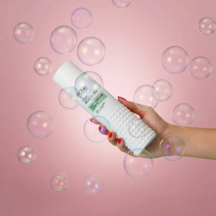 MONE PROFESSIONAL Очищающий шампунь для чувствительной кожи головы, против перхоти Pink Bubbles – фото 2