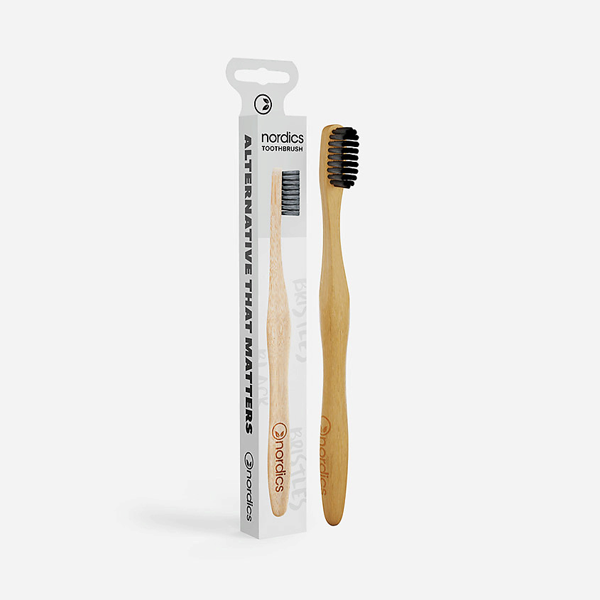 NORDICS Зубная щетка бамбуковая Charcoal Bristles – фото 2