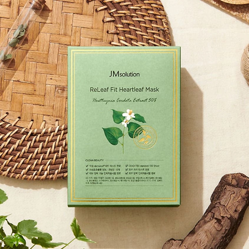 JM SOLUTION Маска для лица с экстрактом гуттуинии ReLeaf Fit Heartleaf Mask – фото 2