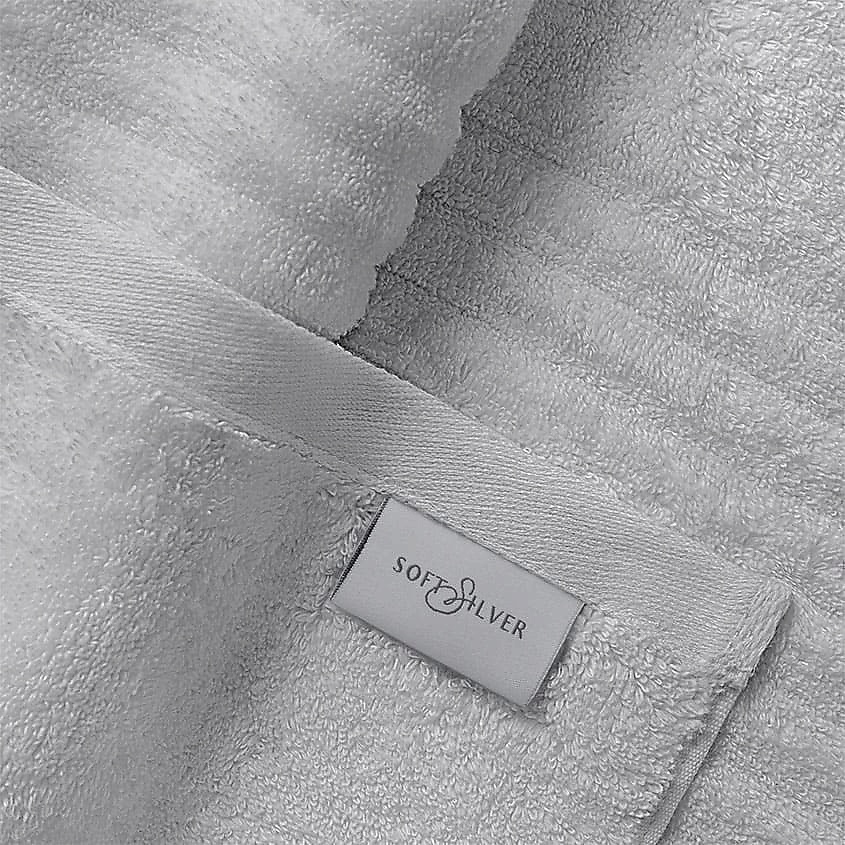 SOFT SILVER Антибактериальное махровое полотенце для лица, 30х50 см. Цвет: «Благородное серебро» (серый) – фото 3