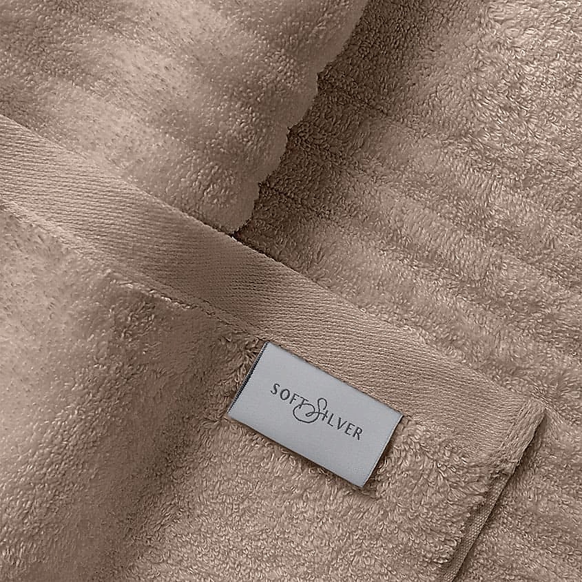 SOFT SILVER Антибактериальное махровое полотенце для лица, 30х50 см. Цвет: «Песчаный берег» (бежевый) – фото 3