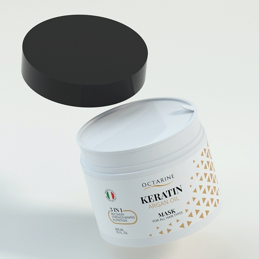 OCTARINE Маска для волос восстанавливающая 3в1 с Кератином и Аргановым маслом Keratin Argan Oil – фото 3