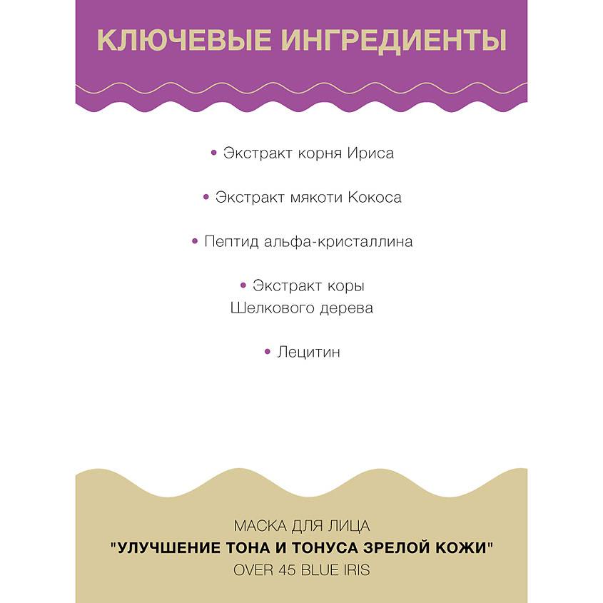 LULULUN Маска улучшение тона и тонуса зрелой кожи Over 45 Blue Iris – фото 5