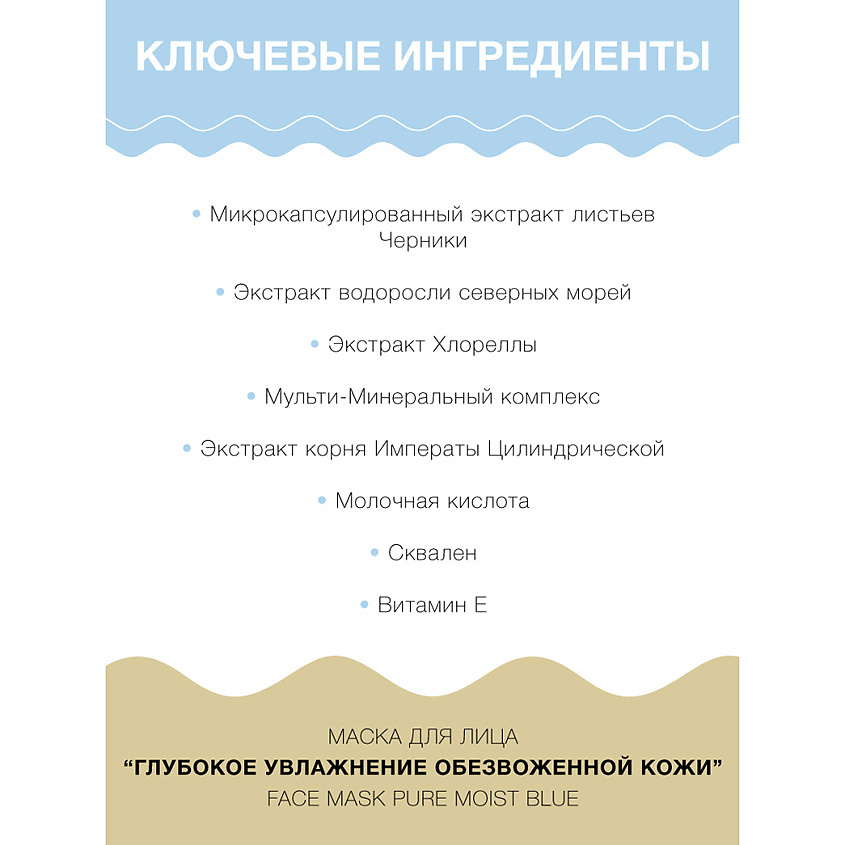 LULULUN Маска для лица “Глубокое Увлажнение Обезвоженной Кожи” Face Mask Pure Moist Blue 7 – фото 4