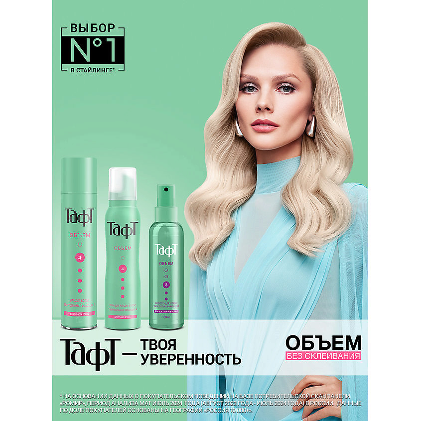 ТАФТ Лак для укладки волос Объем, мегафиксация 5 – фото 11