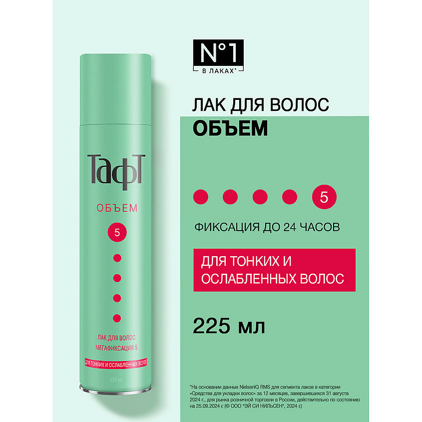ТАФТ Лак для укладки волос Объем, мегафиксация 5 – фото 3
