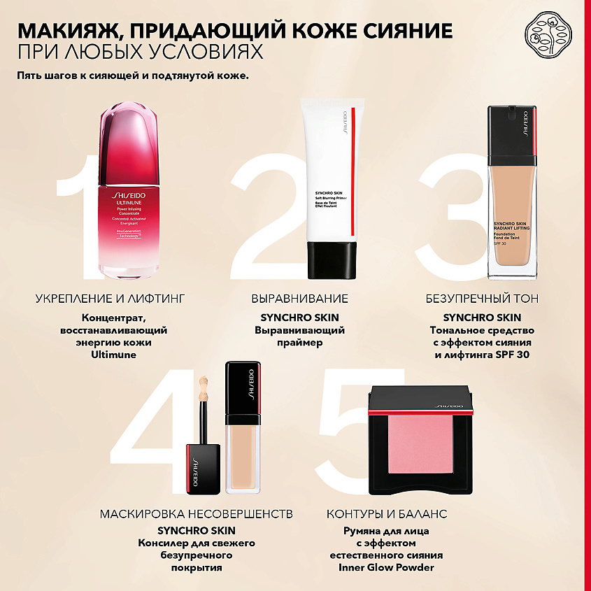 SHISEIDO Тональное средство с эффектом сияния и лифтинга Synchro Skin – фото 2