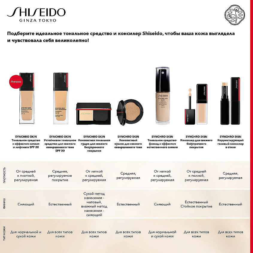 SHISEIDO Тональное средство с эффектом сияния и лифтинга Synchro Skin – фото 5