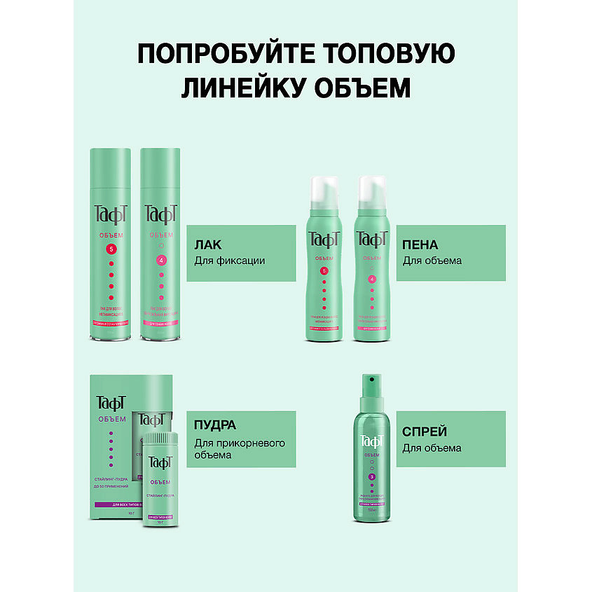 ТАФТ Лак для укладки волос Объем, мегафиксация 5 – фото 10