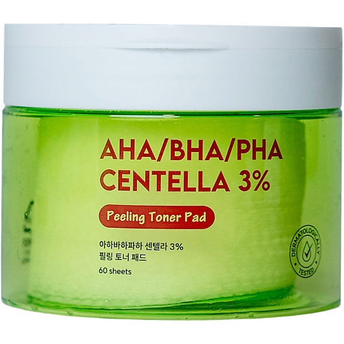 SHINCOS.LAB Очищающие пилинг-пэды с 3 видами кислот и центеллой азиатской Centella 3% Peeling Toner Pad