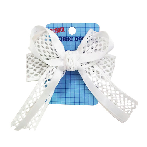 MORIKI DORIKI Белый бант с сеткой на резинке SCHOOL Collection White mesh bow elastic