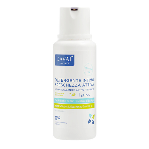 DAVAJ Средство для интимной гигиены 24ч с пребиотиками и маслом эвкалипта Intimate Cleanser Active Freshness 250