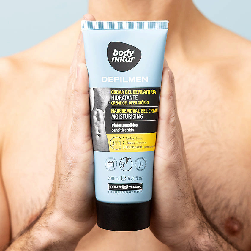 BODY NATUR Крем для депиляции мужской для чувствительной кожи Depilmen Hair Removal Gel Cream Mousturising – фото 3