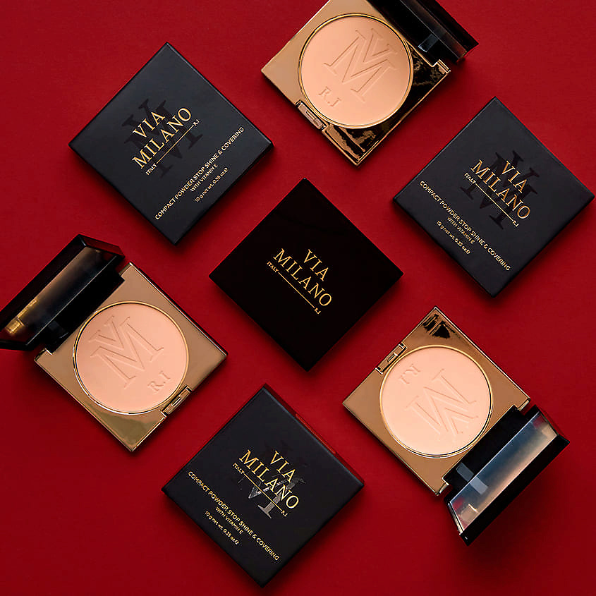 VIA MILANO Компактная пудра для лица матирующая с витамином Е Compact Powder Stop Shine & Covering – фото 4