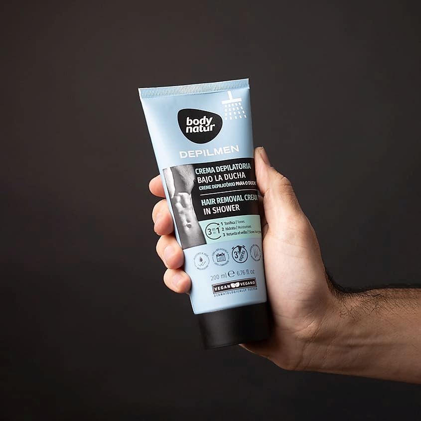 BODY NATUR Крем для депиляции в душе мужской 3 в 1 Hair Removal Cream In Shower – фото 2