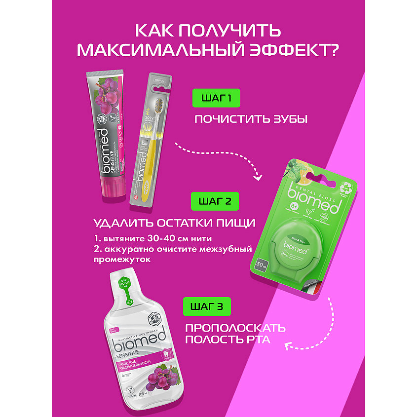 BIOMED Комплексный натуральный ополаскиватель для полости рта "Виноград" – фото 11