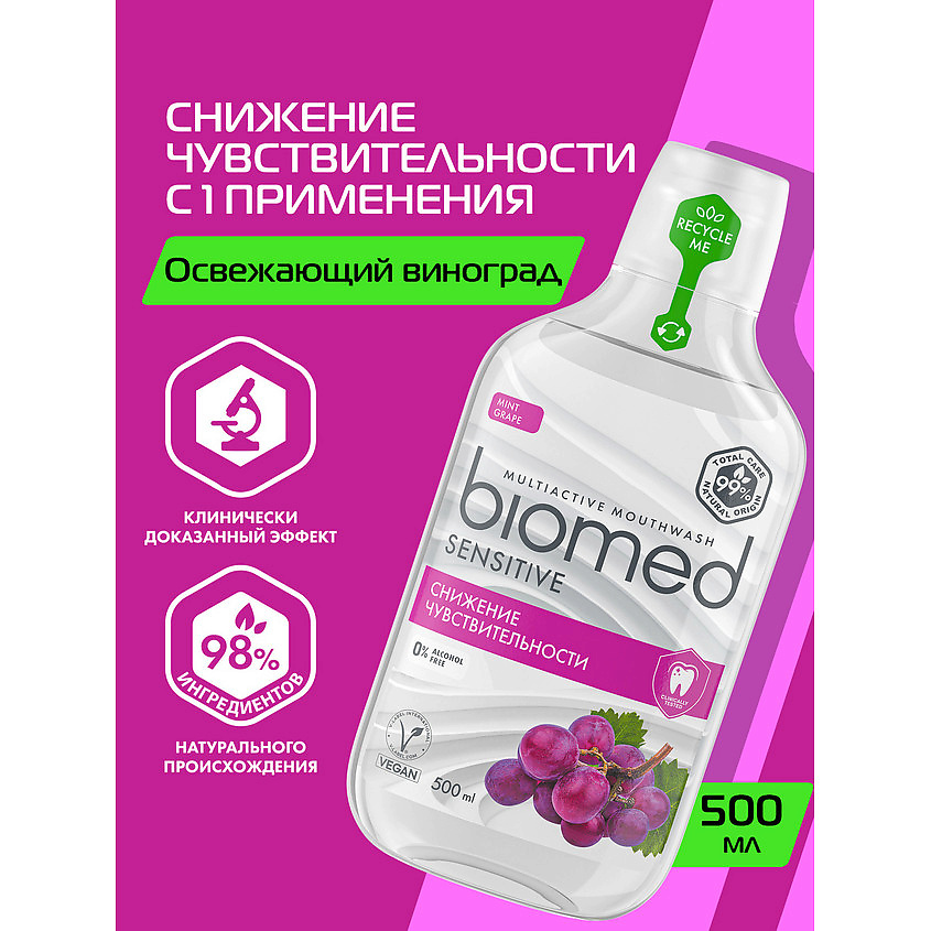 BIOMED Комплексный натуральный ополаскиватель для полости рта "Виноград" – фото 4