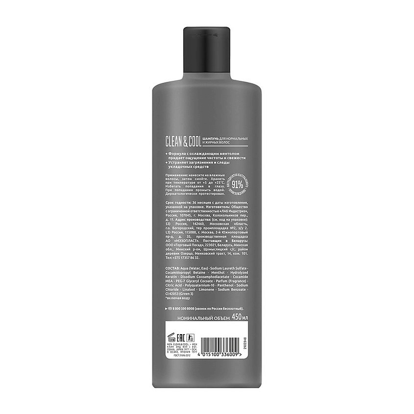 СЬЁСС Шампунь для волос мужской, для нормальных и жирных волос Men Clean & Cool – фото 2