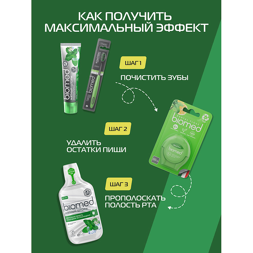 BIOMED Комплексный натуральный ополаскиватель для полости рта «Мятный Шторм» Oral Care – фото 9